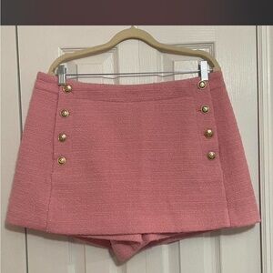 Pink Lady Tweed Skort with Gold Buttons